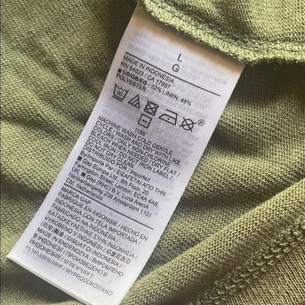 Gap linen blend scoop neck top shirt tees blue sage green L large bundle of 2 - Picture 4 of 5